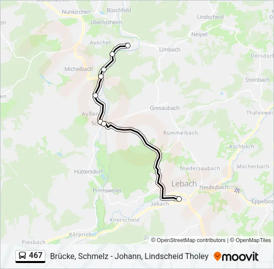 467 Bus Line Map