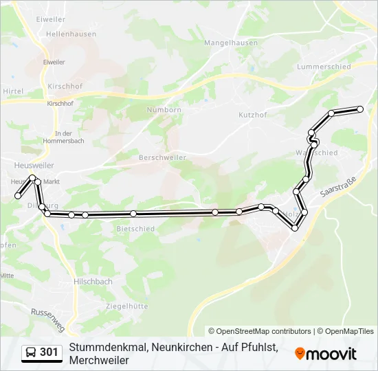 301 Bus Line Map