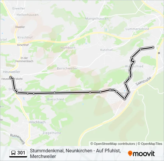 301 Bus Line Map