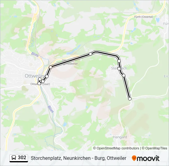 302 Bus Line Map