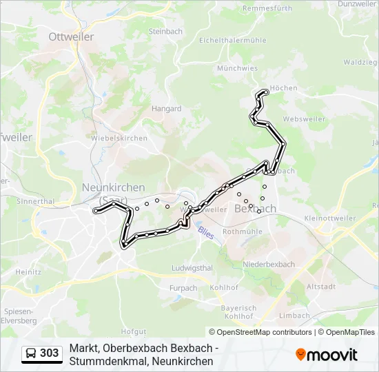 303 Bus Line Map