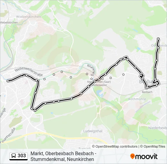 303 Bus Line Map