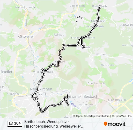 304 Bus Line Map