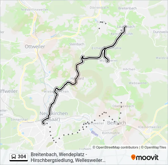 304 Bus Line Map