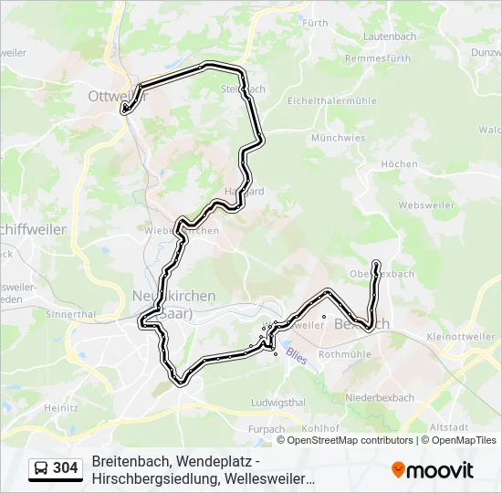 304 Bus Line Map