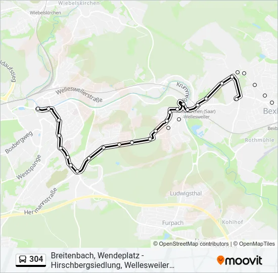 304 Bus Line Map