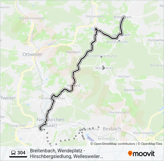 304 Bus Line Map