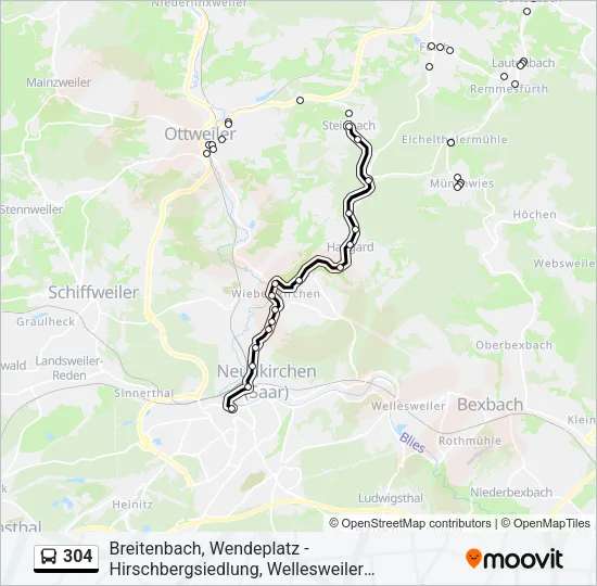 304 Bus Line Map