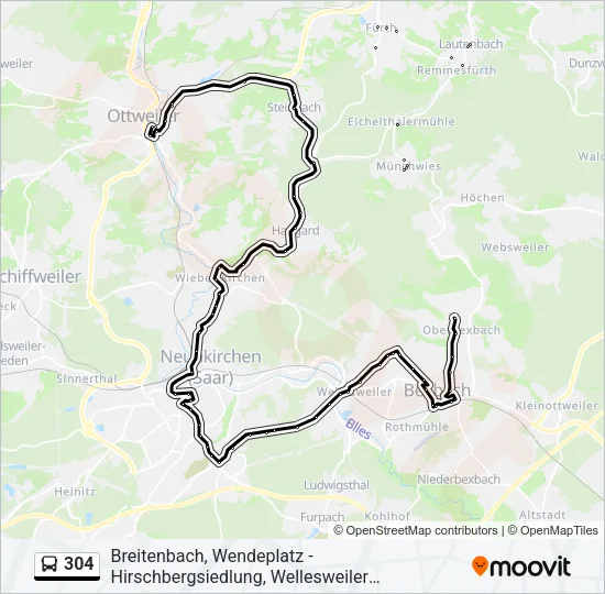 304 Bus Line Map