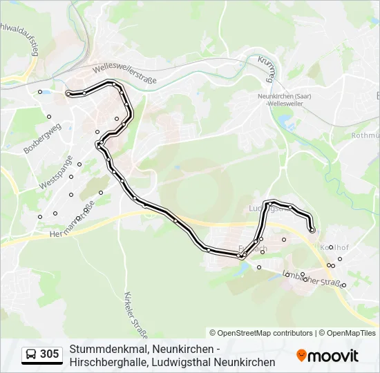 305 Bus Line Map