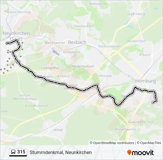 315 Bus Line Map