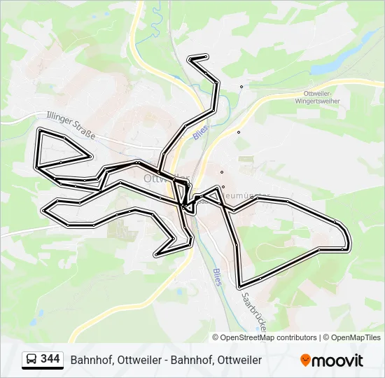 344 Bus Line Map