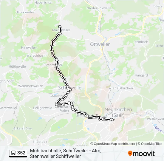 352 Bus Line Map
