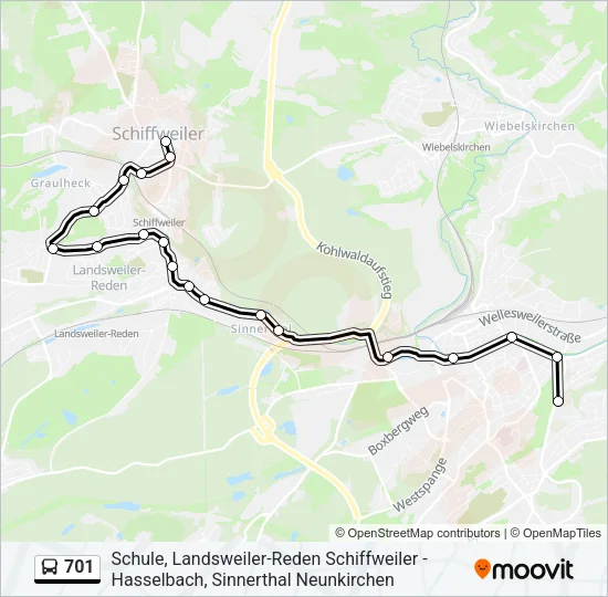 701 Bus Line Map