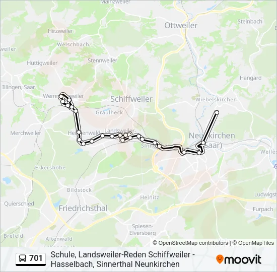 701 Bus Line Map