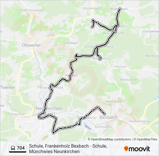 704 Bus Line Map