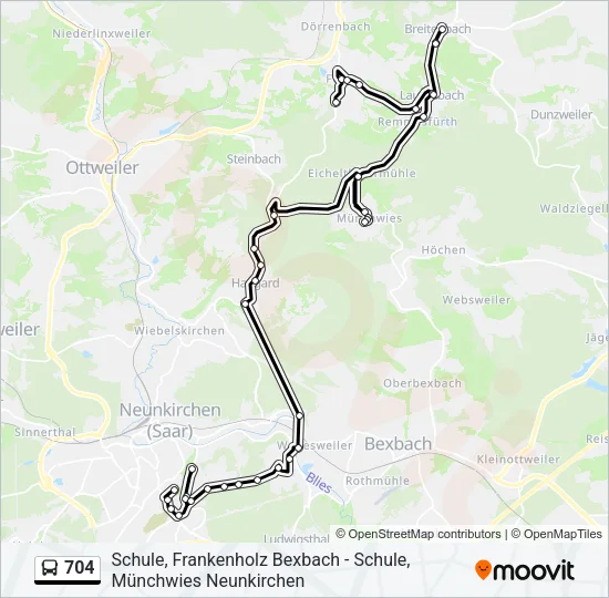 704 Bus Line Map