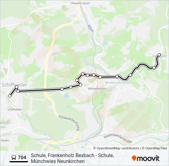 704 Bus Line Map