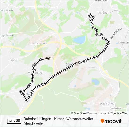 Автобус 708: карта маршрута