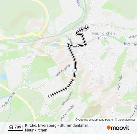 709 Bus Line Map