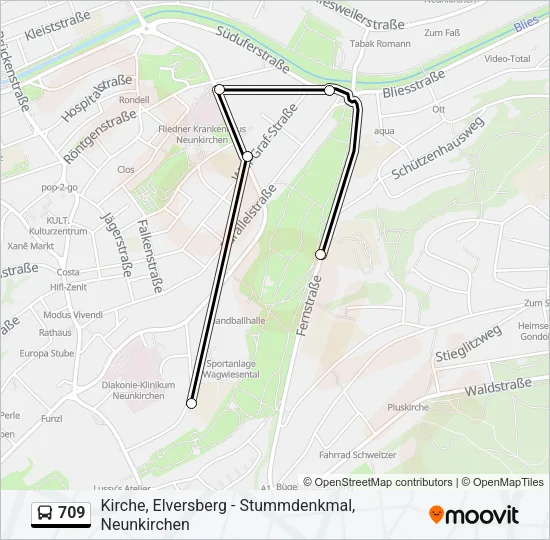 709 Bus Line Map