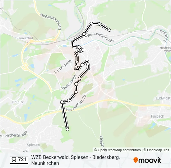 721 Bus Line Map