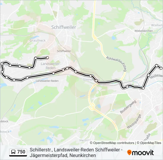 750 Bus Line Map