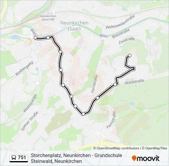 751 Bus Line Map