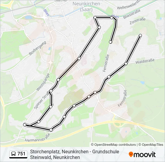 751 Bus Line Map