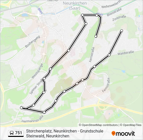 751 Bus Line Map