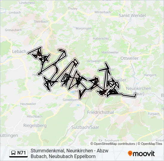 N71 Bus Line Map