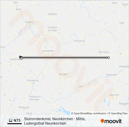 N75 Bus Line Map