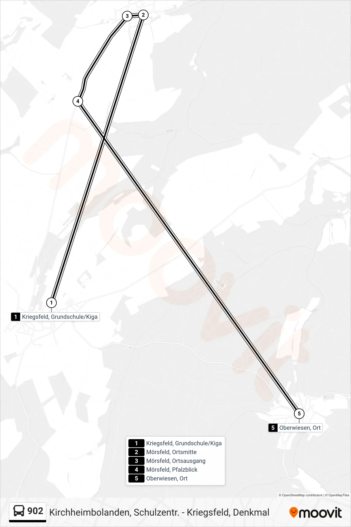 902 bus Line (Oberwiesen, Ort) route and stops on a map