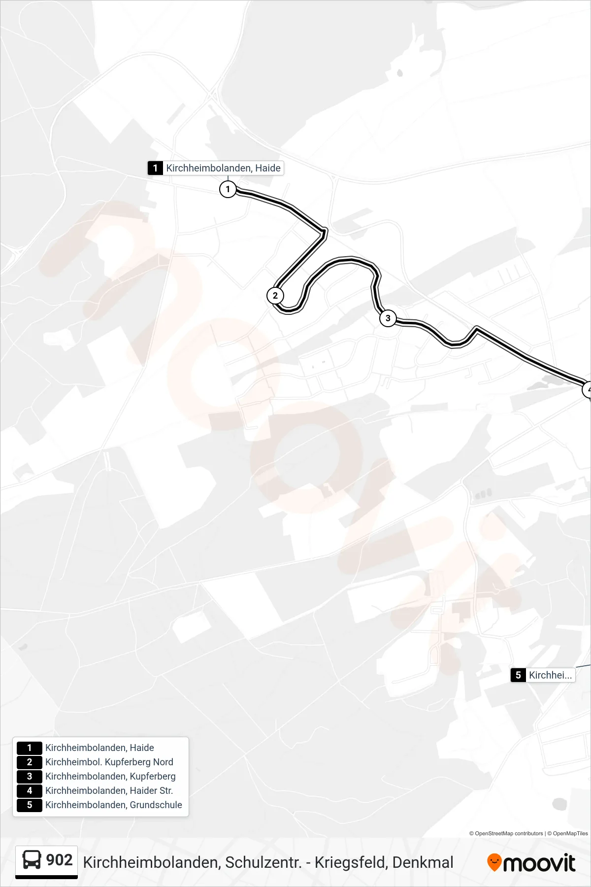 902 bus Line (Kirchheimbolanden, Grundschule) route and stops on a map