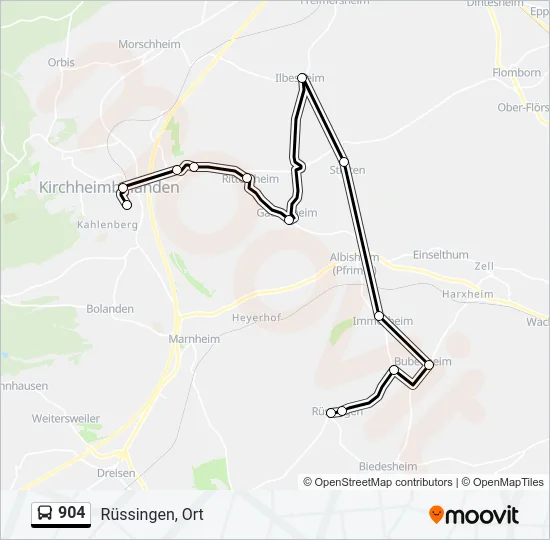 904 Bus Line Map