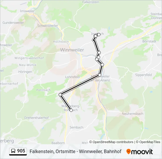905 Bus Line Map