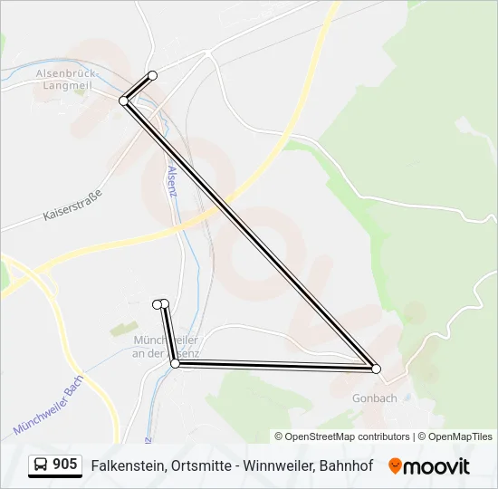 905 Bus Line Map