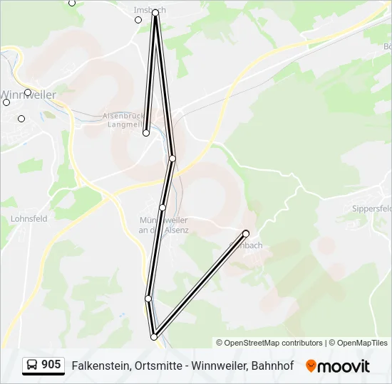 905 Bus Line Map