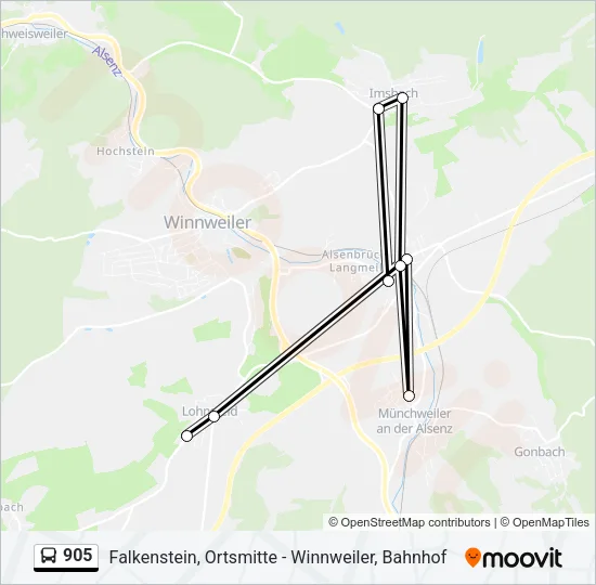 905 Bus Line Map