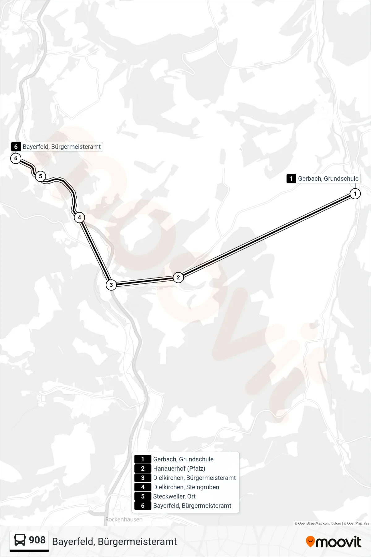Linie 908 (Bus) Richtung Bayerfeld, Bürgermeisteramt: Route und Haltestellen auf der Karte
