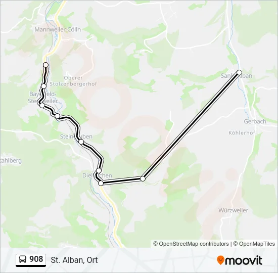 908 Bus Line Map
