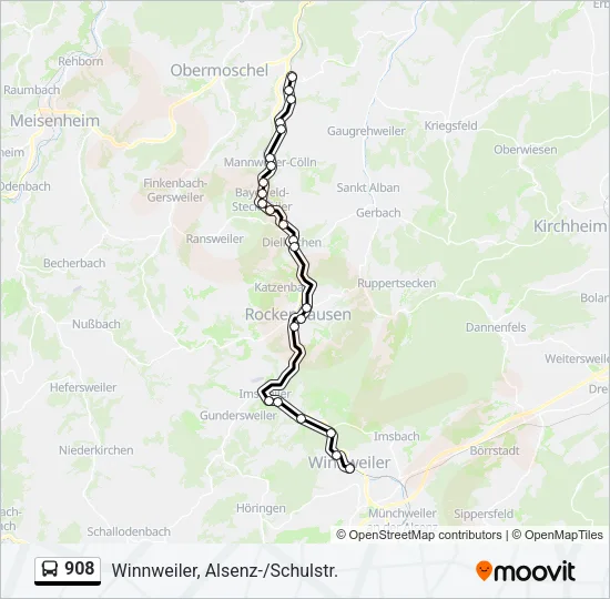 908 Bus Line Map