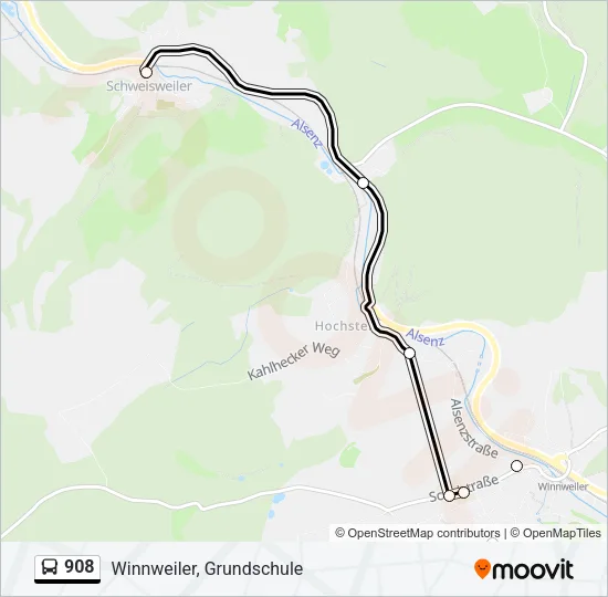 908 Bus Line Map