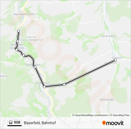 908 Bus Line Map