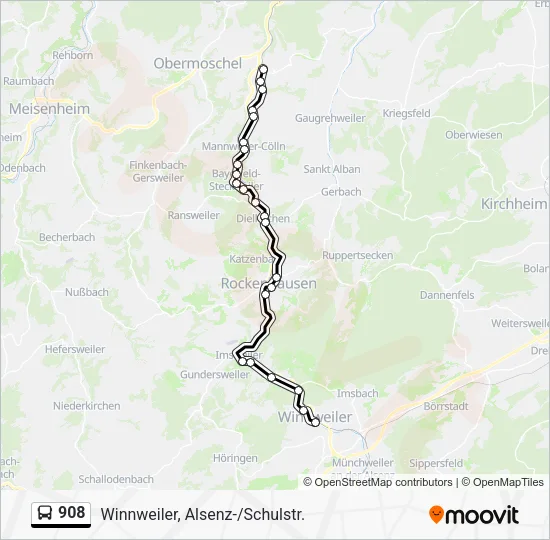 908 Bus Line Map