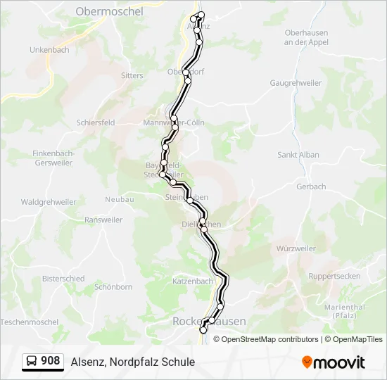 908 Bus Line Map