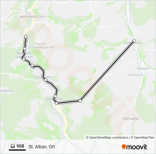 908 Bus Line Map