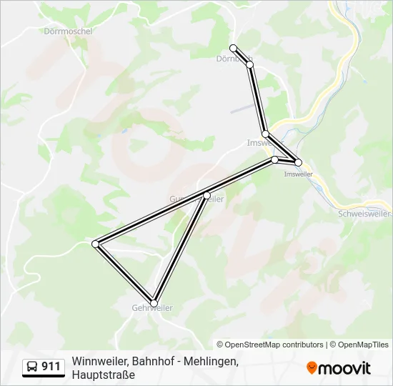 Автобус 911: карта маршрута
