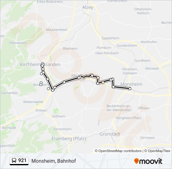 Автобус 921: карта маршрута