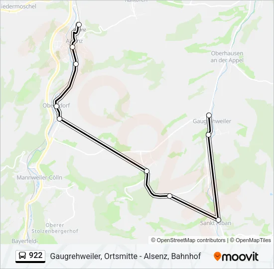 922 Bus Line Map